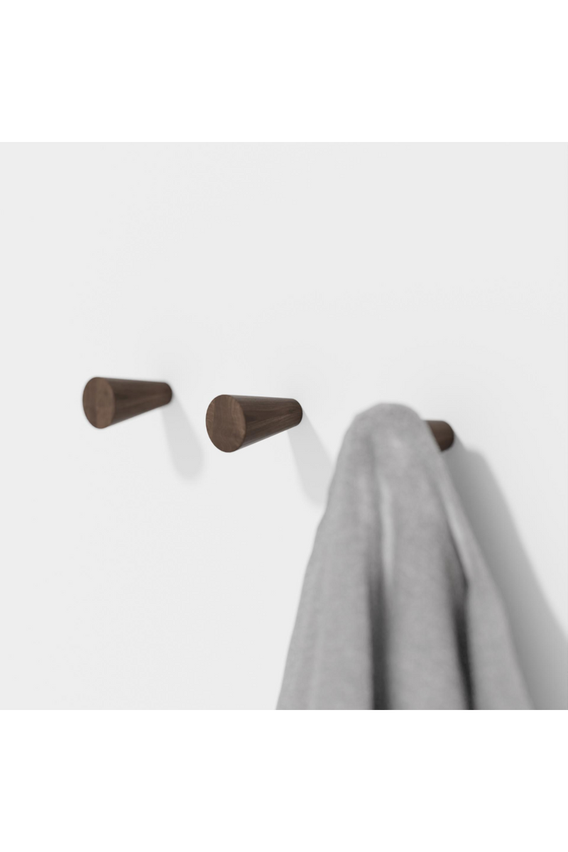 Walnut Wall Hooks (2) | Wireworks Slimline | Woodfurniture.com