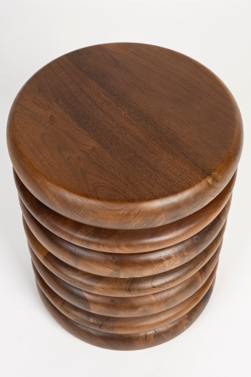 Brown Wooden Layered Stool | Zuiver Disc | Woodfurniture.com