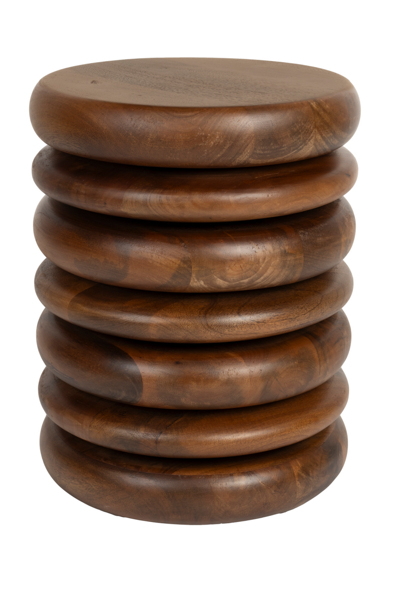 Brown Wooden Layered Stool | Zuiver Disc | Woodfurniture.com