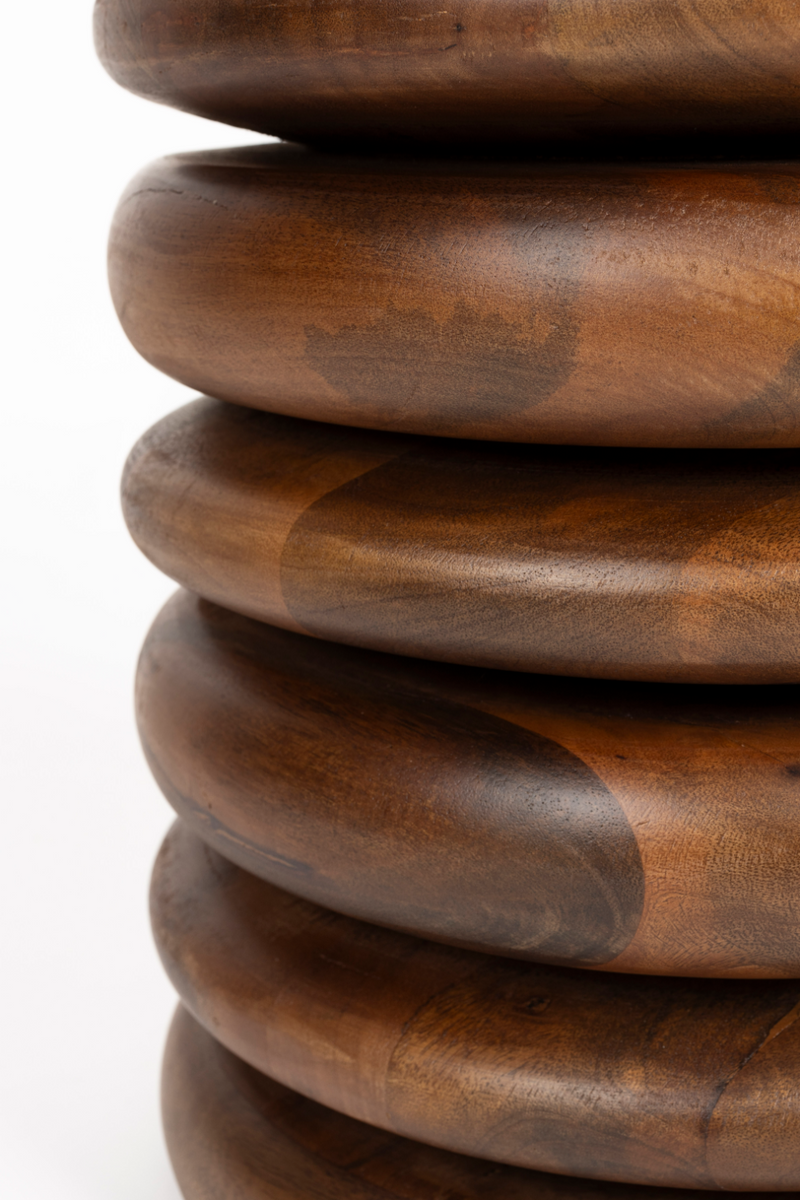 Brown Wooden Layered Stool | Zuiver Disc | Woodfurniture.com