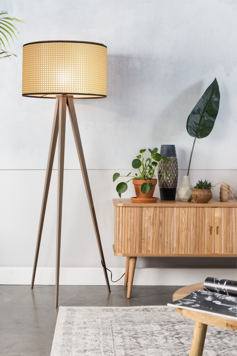 Dark Walnut Mesh Floor Lamp | Zuiver Tripod Webbing | Woodfurniture.com