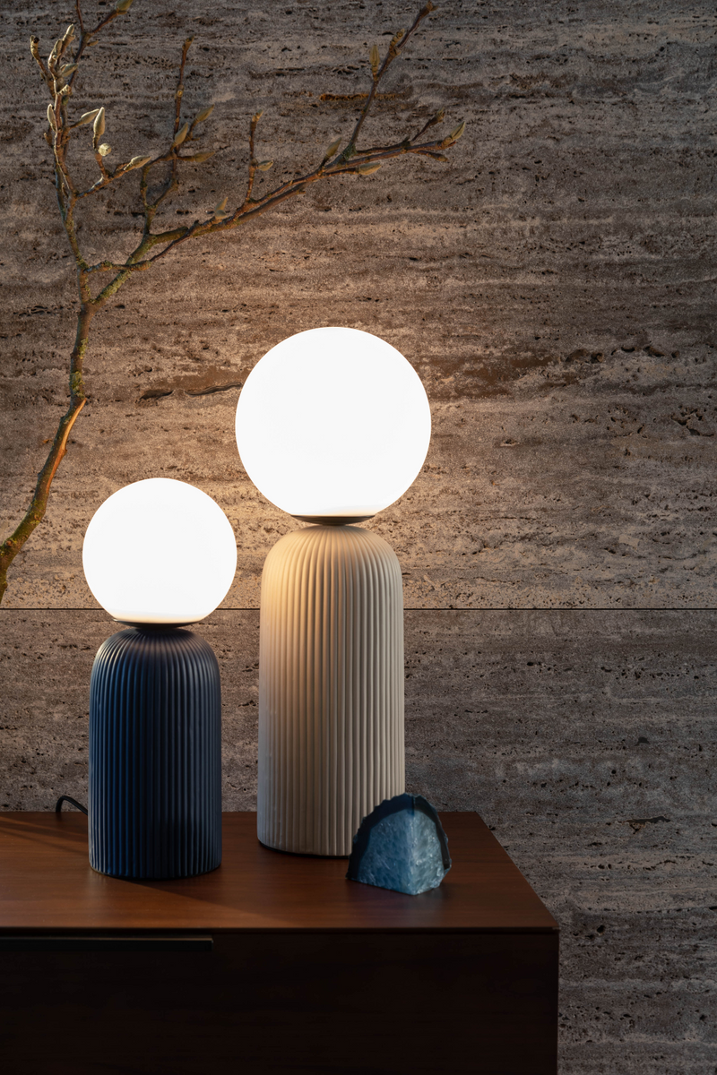 Blue Fluted Ceramic Table Lamp S | Zuiver Dash | Woodfurniture.com