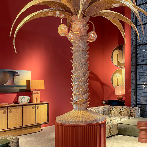 Rattan palm tree 2024 floor lamp