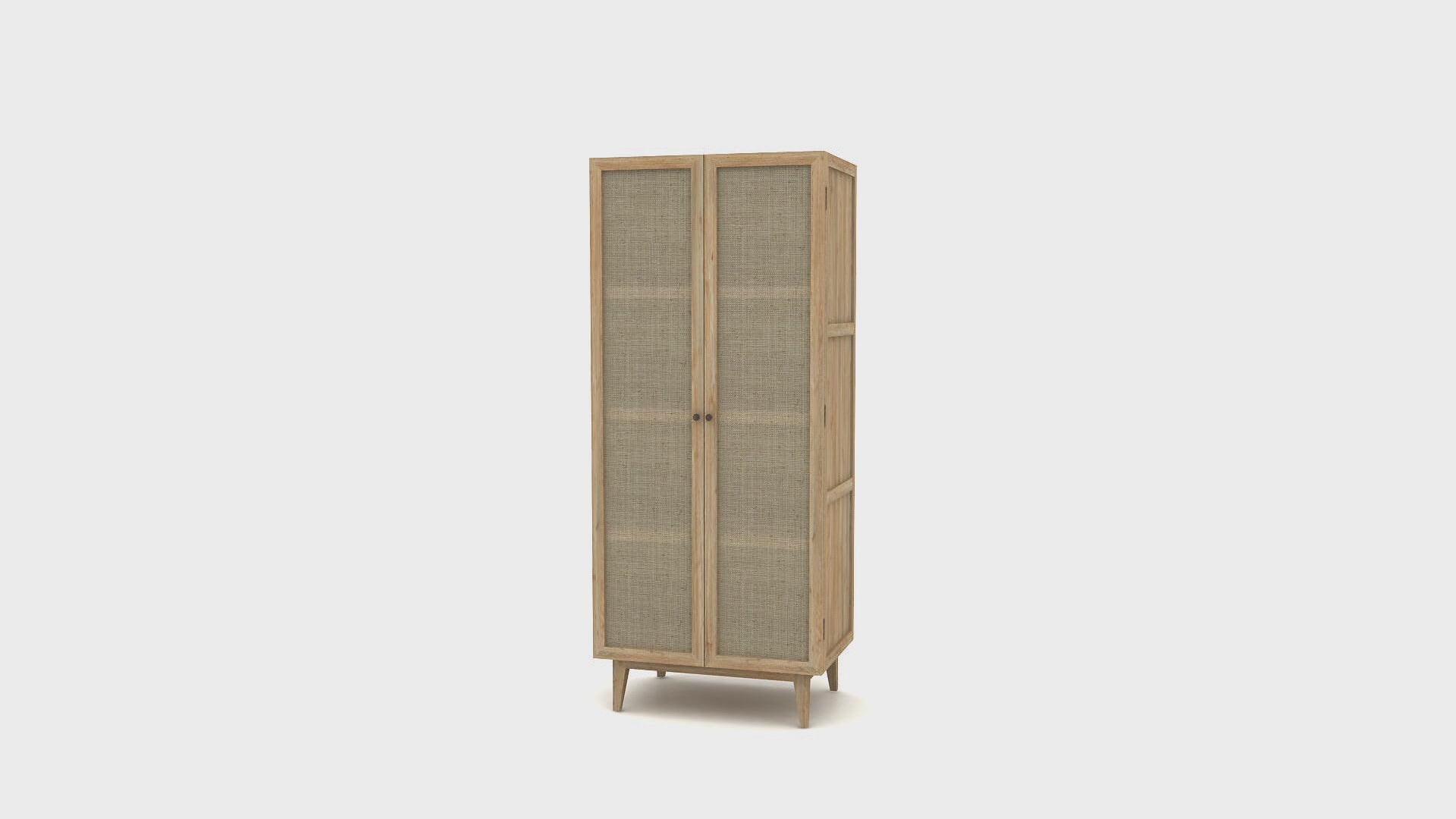 Pine & Rattan Wardrobe Cabinet | Tikamoon Ninon