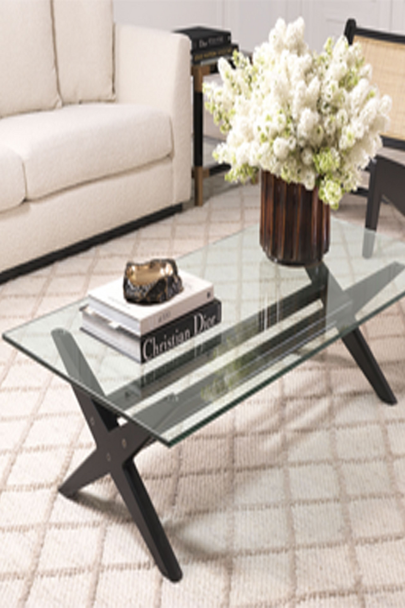 Black X-Shaped Legs Coffee Table | Eichholtz Maynor | Woodfurniture.com