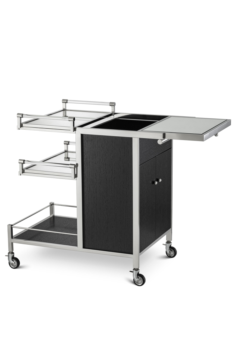 Stainless Steel and Black Oak Trolley | Eichholtz Eiffel | Woodfurniture.com