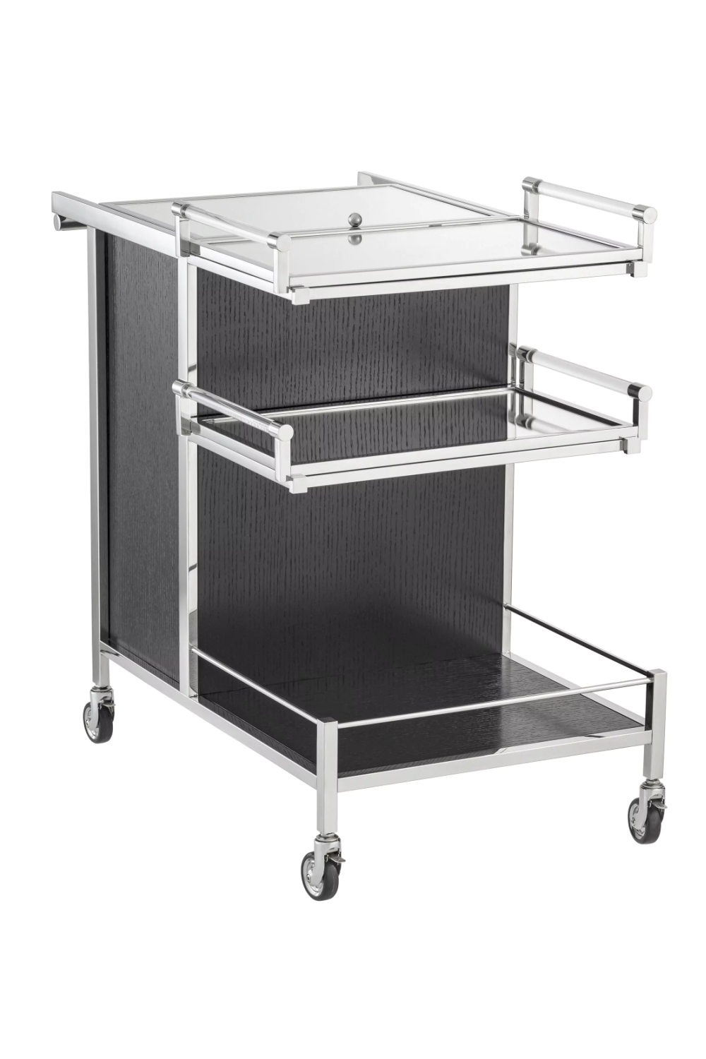 Stainless Steel and Black Oak Trolley | Eichholtz Eiffel | Woodfurniture.com