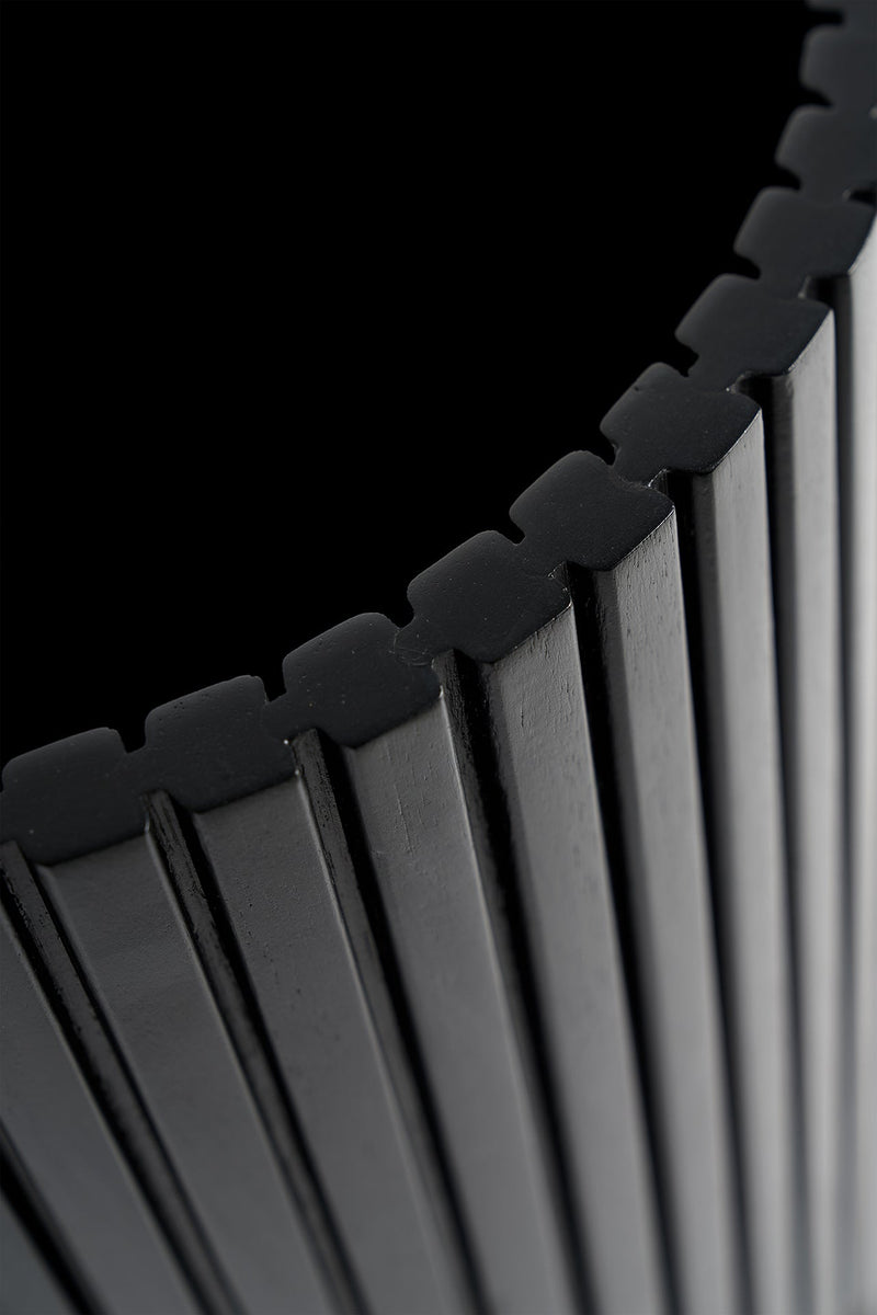 Cylindrical Black Mahogany Paper Basket | Ethnicraft Roller Max | Woodfurniture.com