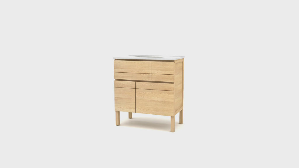 Oak and Ceramic Vanity Cabinet | Tikamoon Easy | Woodfurniture.com