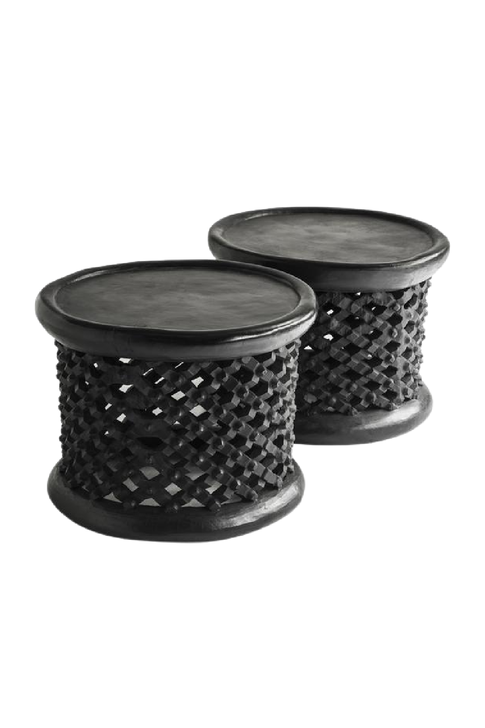 Black Wooden Lattice Stool | Andrew Martin Bamileke | Woodfurniture.com