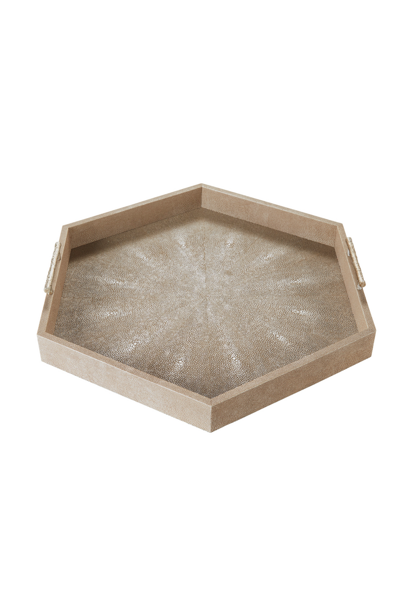 Cream Shagreen Hexagonal Tray | Andrew Martin Cosima | Woodfurniture.com
