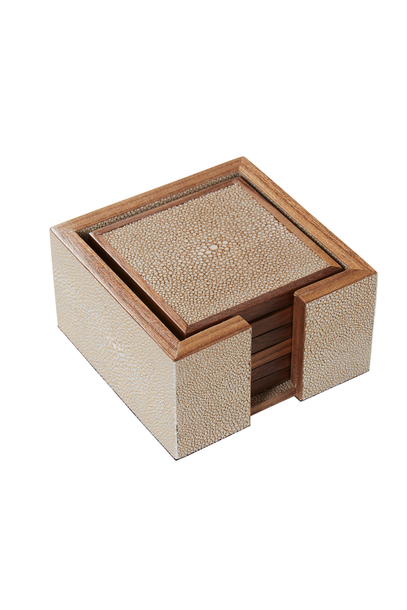 Cream Shagreen Coasters with Box (6) | Andrew Martin Lexi | Woodfurniture.com