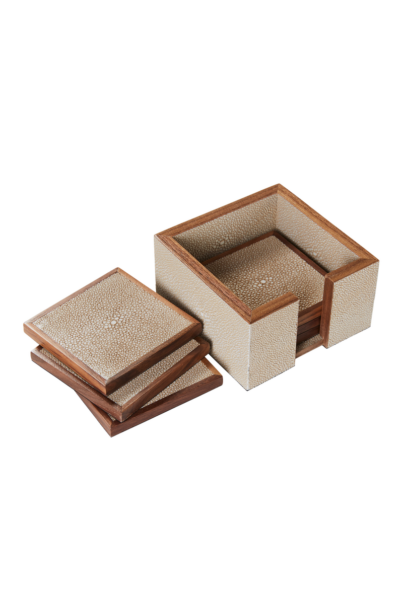 Cream Shagreen Coasters with Box (6) | Andrew Martin Lexi | Woodfurniture.com