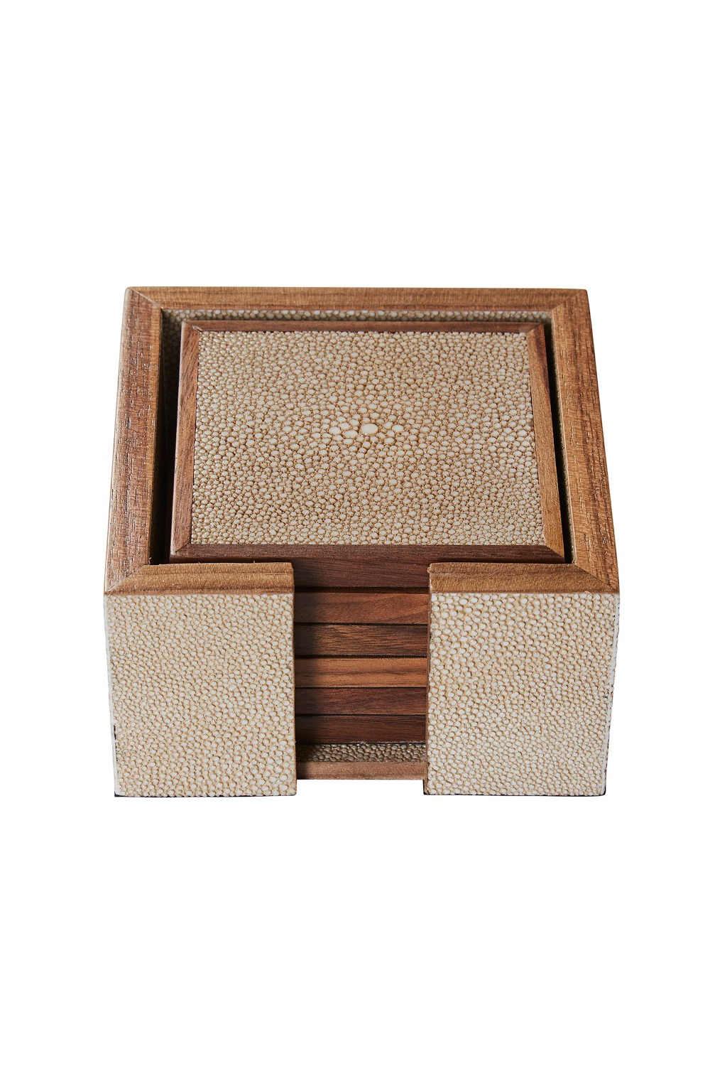 Cream Shagreen Coasters with Box (6) | Andrew Martin Lexi | Woodfurniture.com