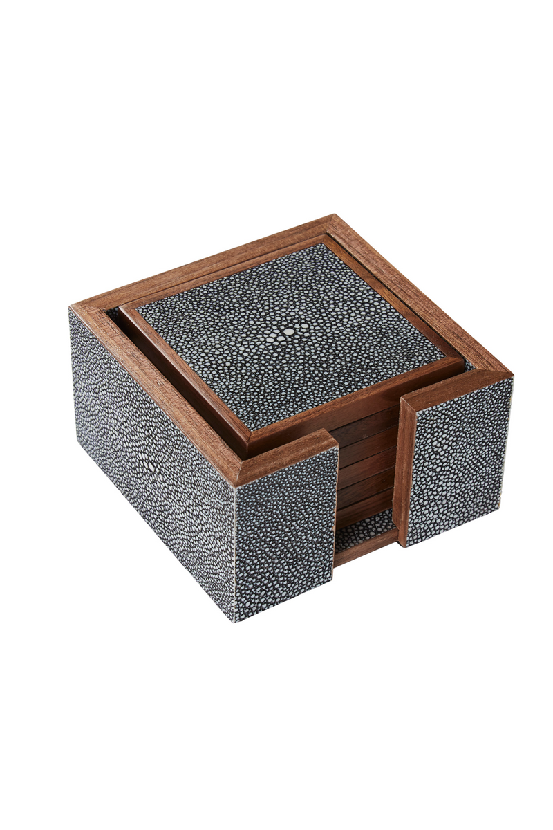 Gray Shagreen Coasters with Box (6) | Andrew Martin Lexi | Woodfurniture.com