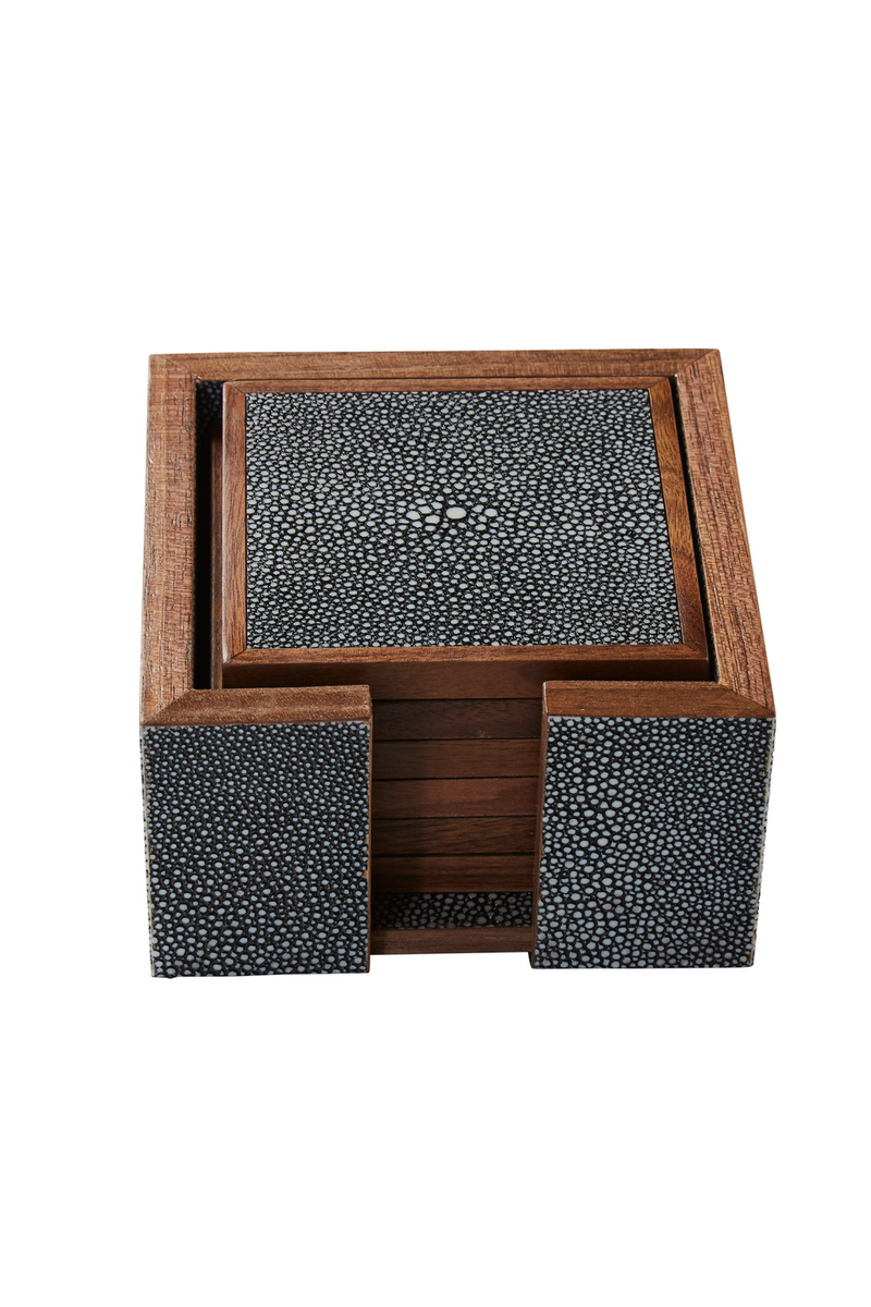 Gray Shagreen Coasters with Box (6) | Andrew Martin Lexi | Woodfurniture.com