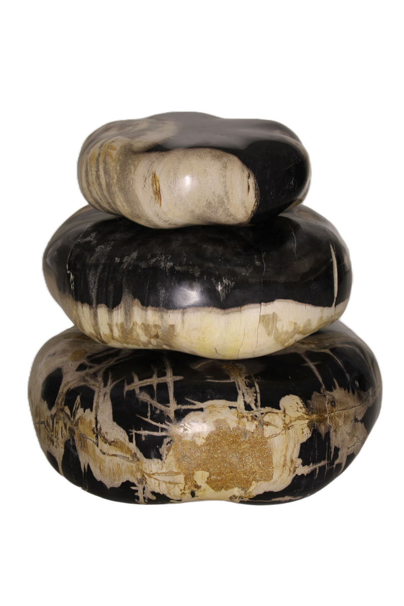 Petrified Wood Stacked Stone Set (3) | Andrew Martin | Woodfurniture.com