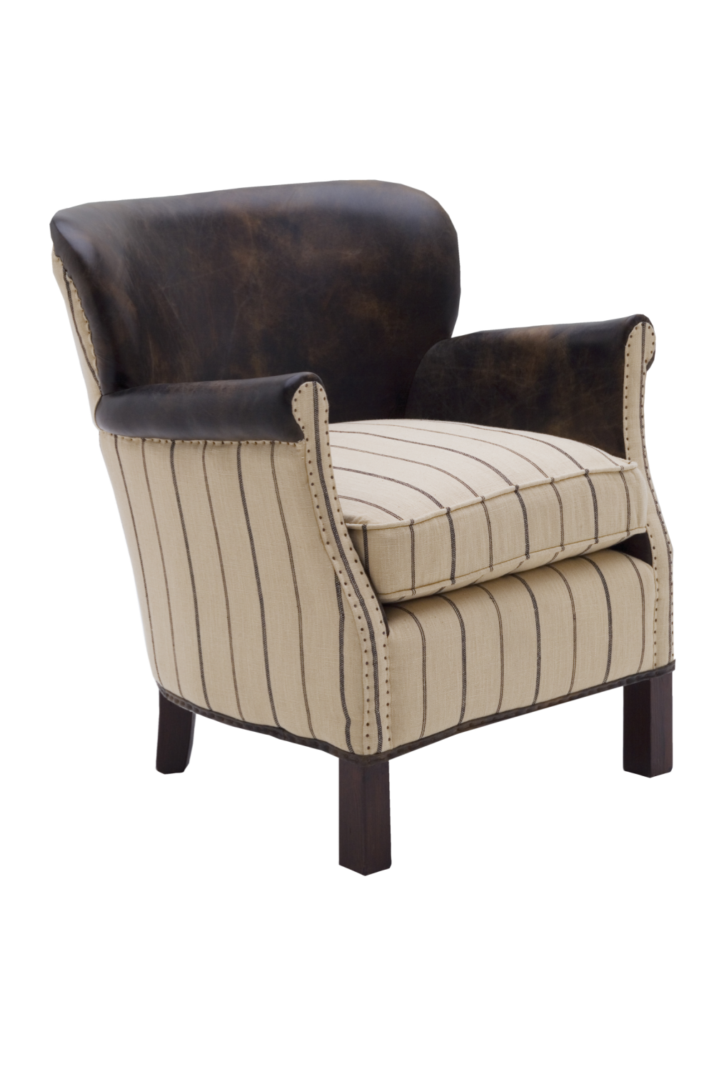 Brown Stripe Leather Armchair | Andrew Martin Harrow | Woodfurniture.com