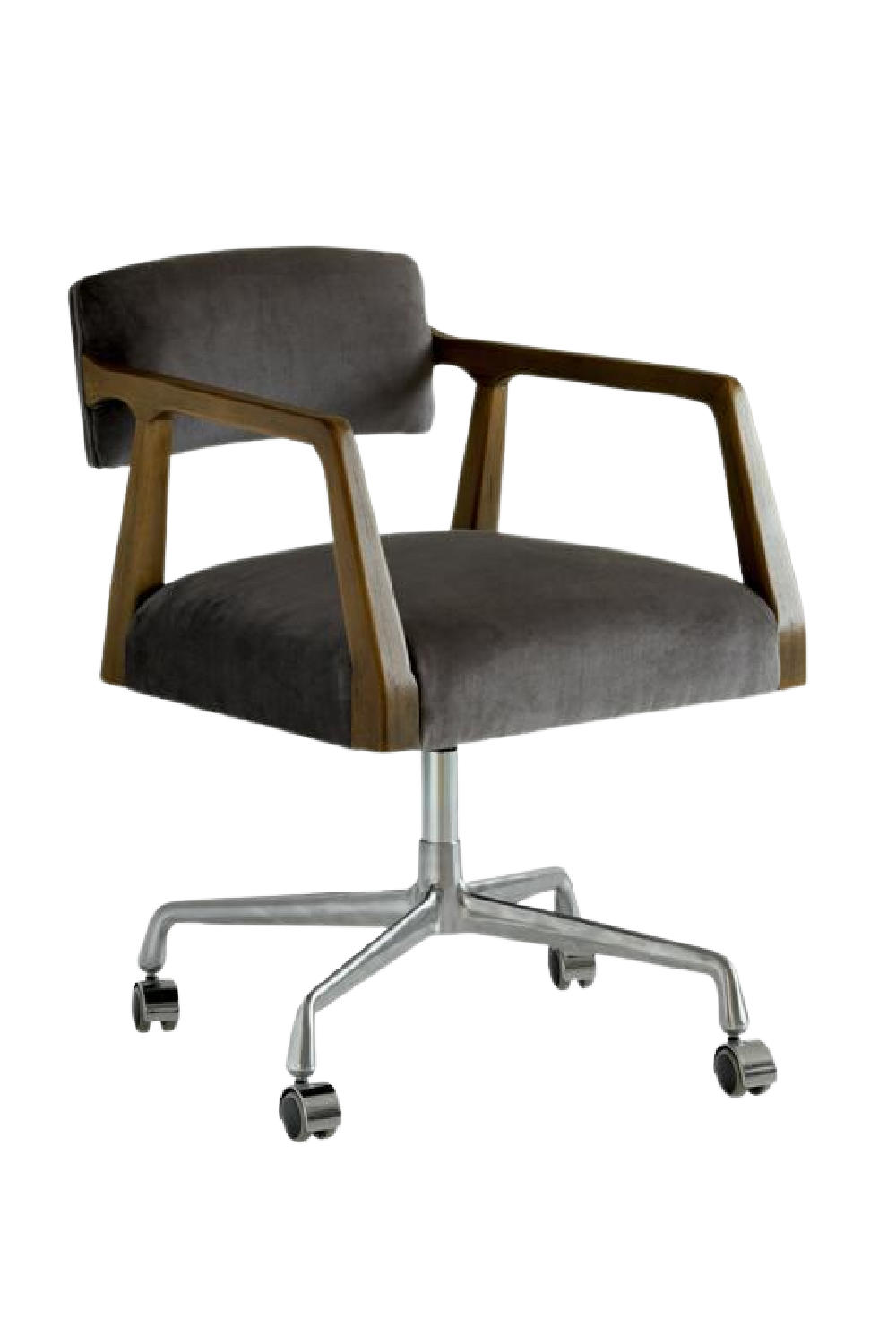 Gray Velvet Swivel Office Chair | Andrew Martin Theo | Woodfurniture.com