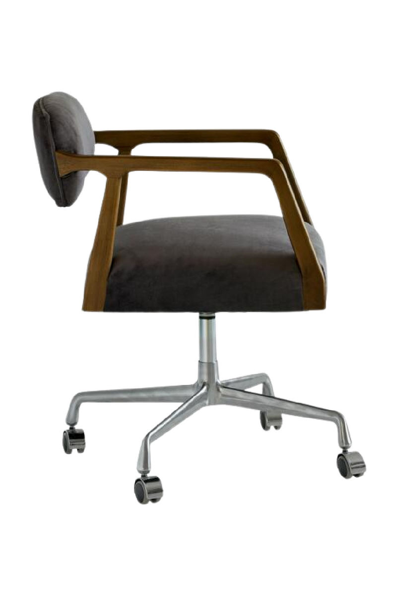 Gray Velvet Swivel Office Chair | Andrew Martin Theo | Woodfurniture.com