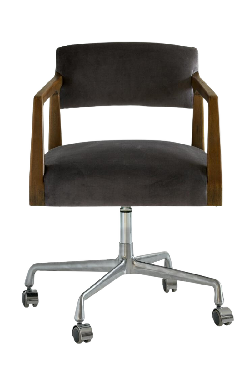 Gray Velvet Swivel Office Chair | Andrew Martin Theo | Woodfurniture.com