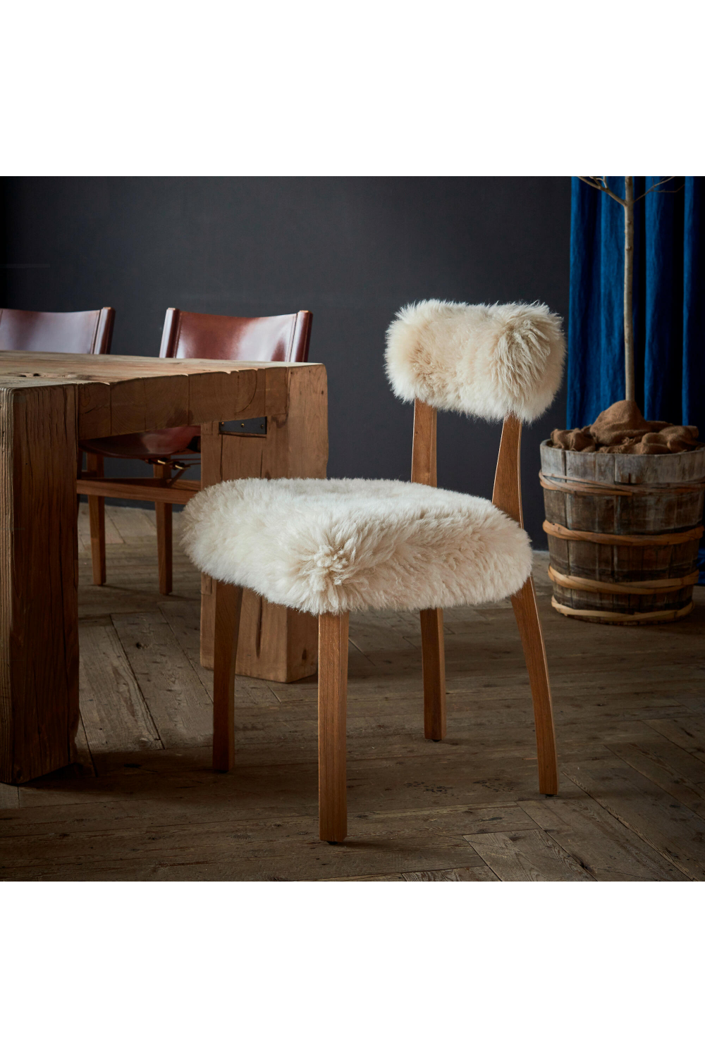 Sheepskin Upholstered Dining Chair | Andrew Martin Cabin | Woodfurniture.com