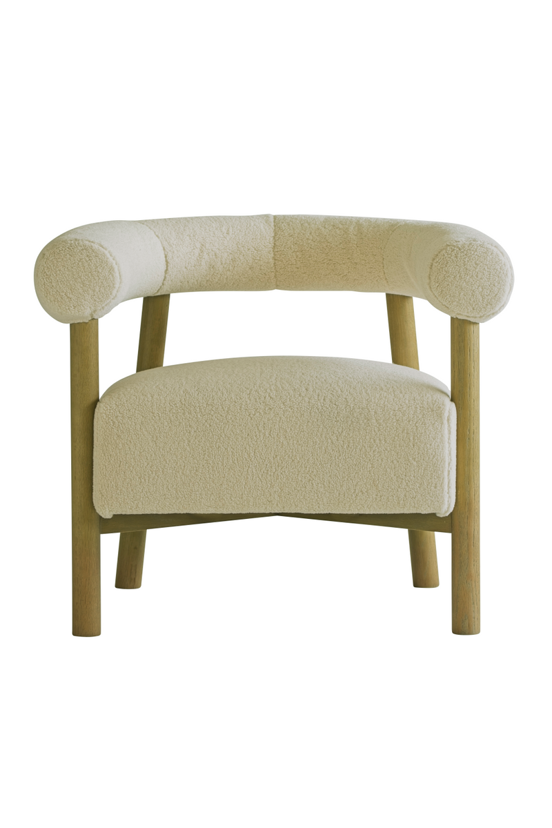 Cream Sheepskin Curved Armchair | Andrew Martin Rollo | Woodfurniture.com