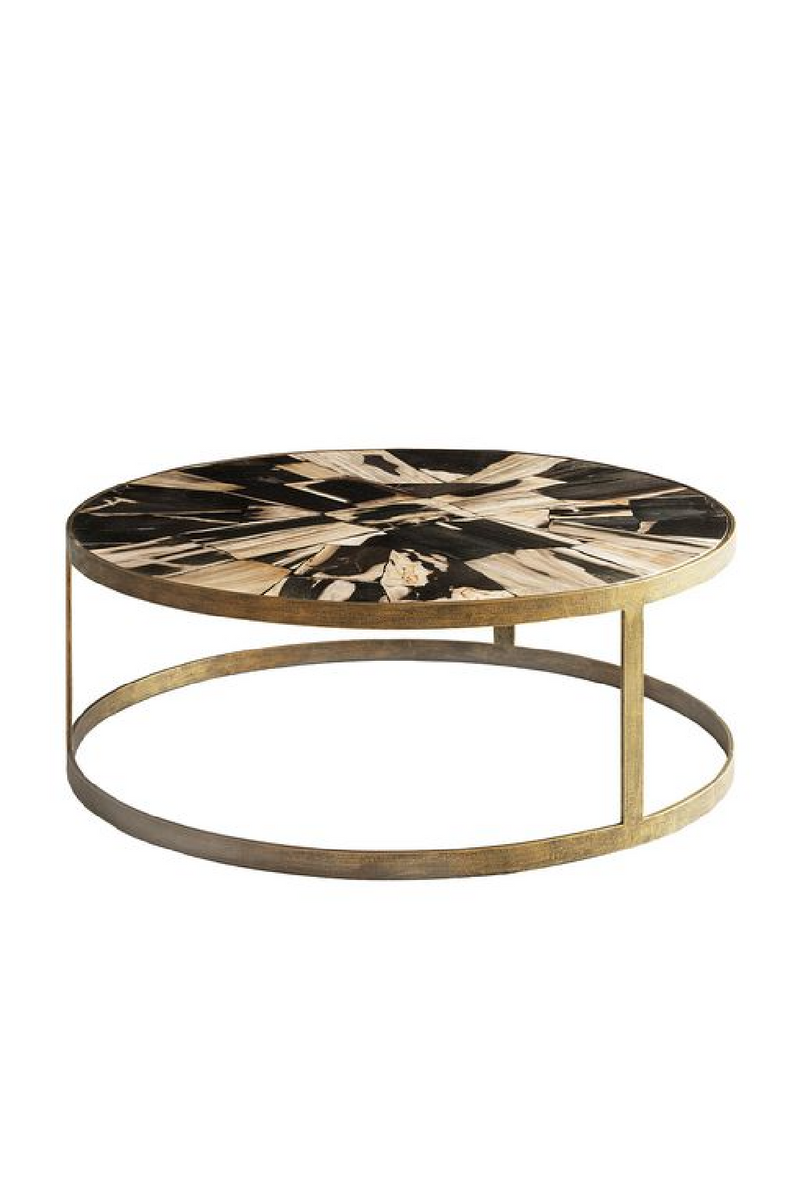 Brass Framed Round Wooden Coffee Table | Andrew Martin | Woodfurniture.com