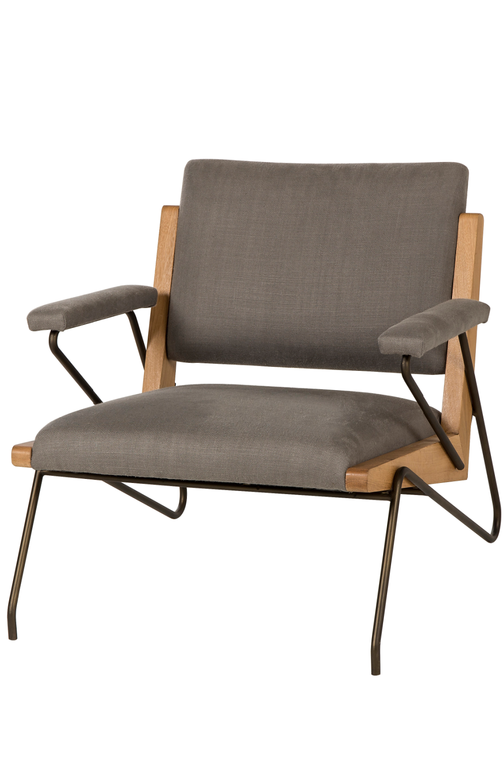 Oak Framed Gray Lounge Chair | Andrew Martin Marianne | Woodfurniture.com