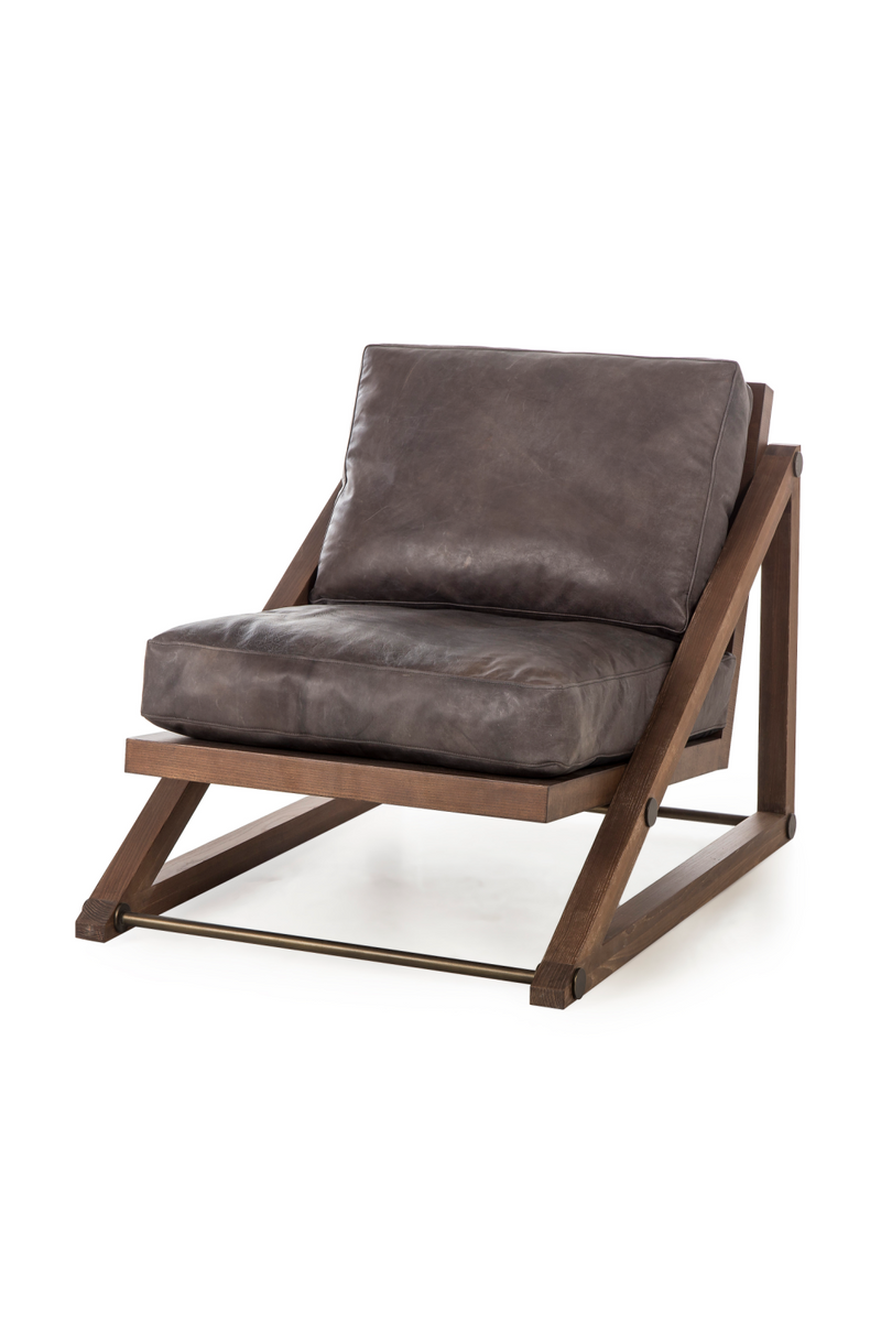 Black Leather Wood Framed Chair | Andrew Martin Teddy  | Woodfurniture.com