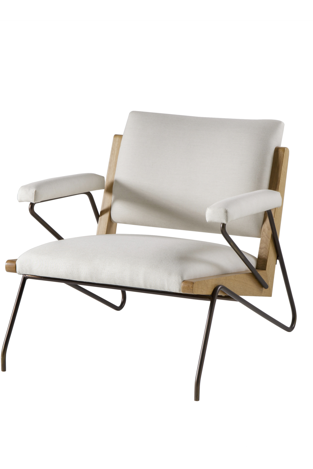 Oak Framed Beige Lounge Chair | Andrew Martin Marianne | Woodfurniture.com