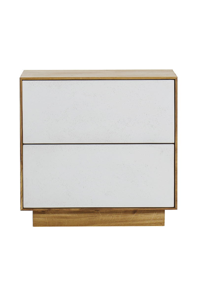 White Concrete Oak Two Drawer Nightstand | Andrew Martin Sands | Woodfurniture.com