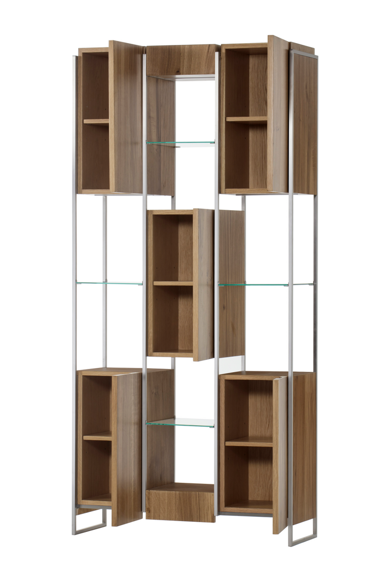 French Oak and Tempered Glass Bookcase | Andrew Martin Marley | Woodfurniture.com