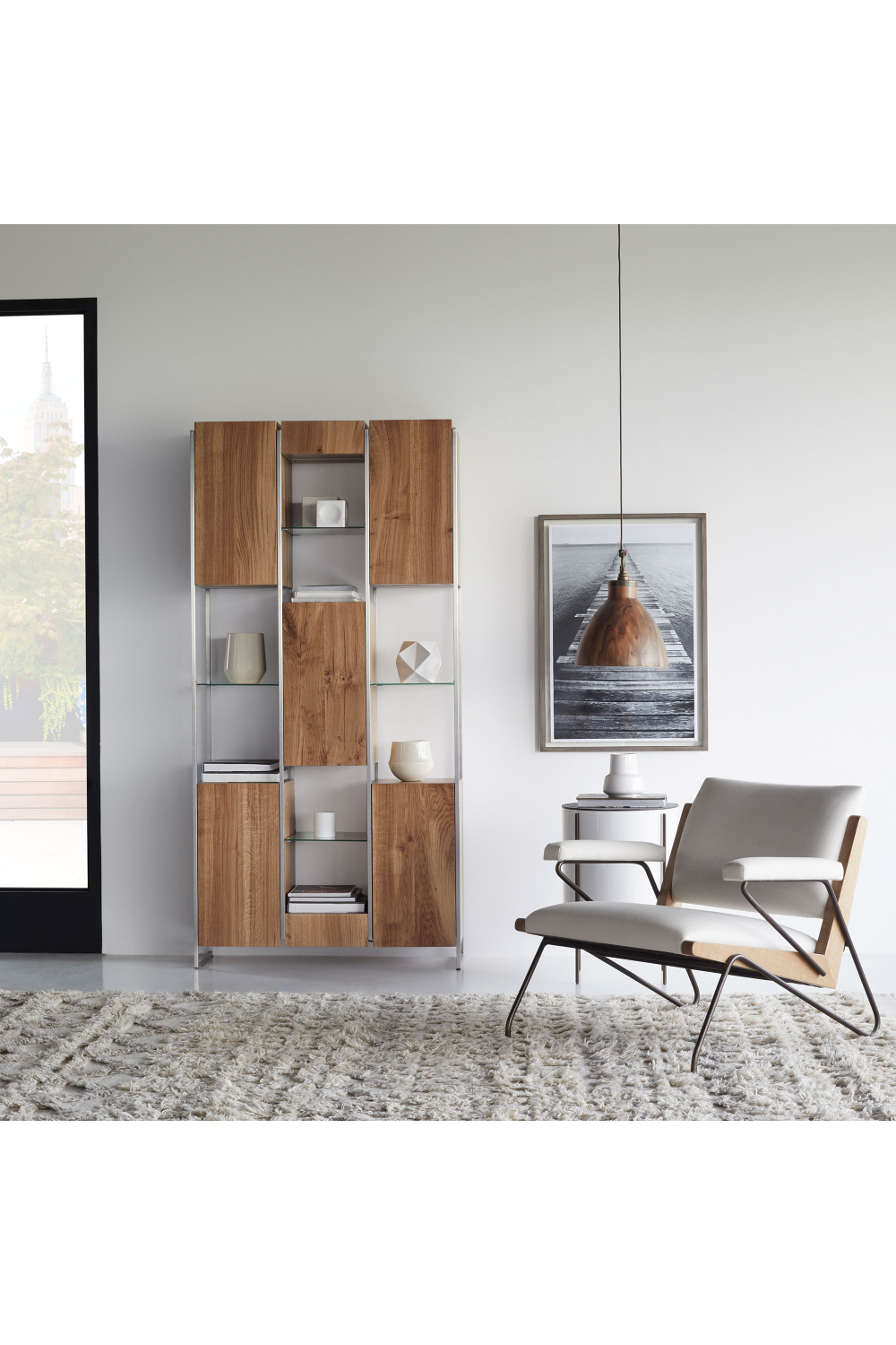 French Oak and Tempered Glass Bookcase | Andrew Martin Marley | Woodfurniture.com