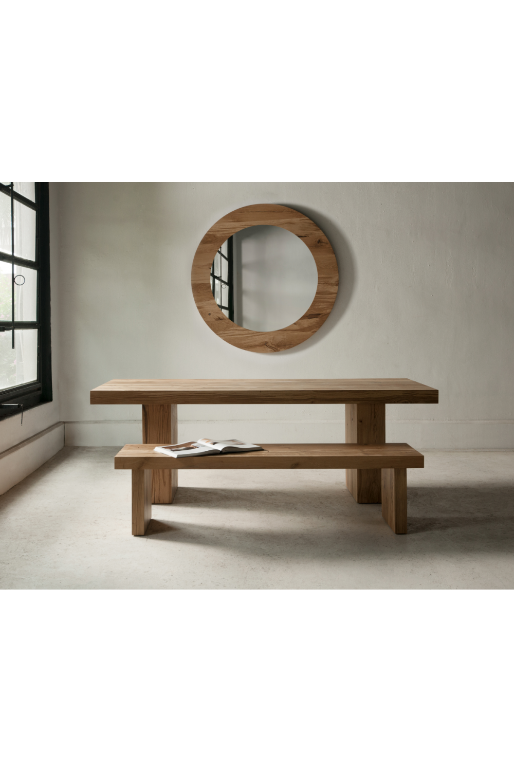 Round Oak Mirror | Andrew Martin Damon  | Woodfurniture.com