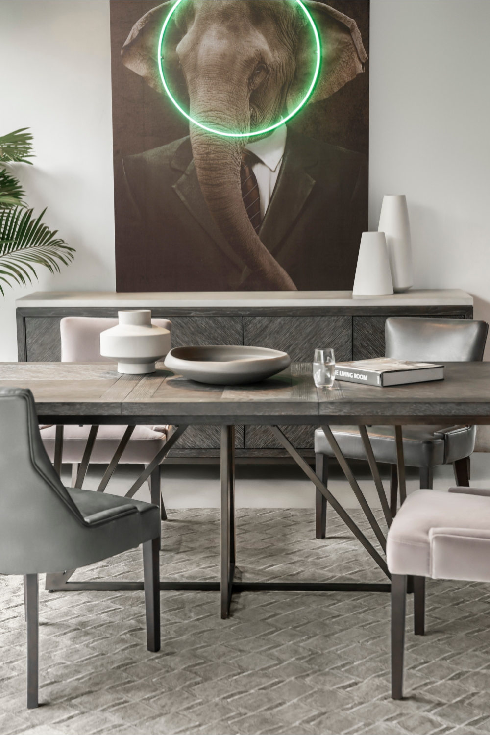 Dark Chocolate Oak Round Dining Table L | Andrew Martin Emerson | Woodfurniture.com