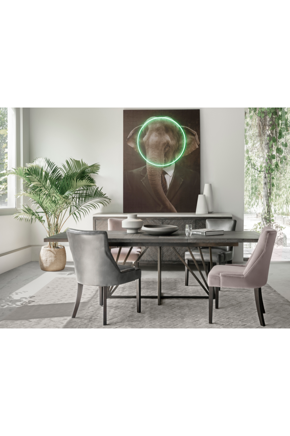 Dark Chocolate Oak Round Dining Table L | Andrew Martin Emerson | Woodfurniture.com