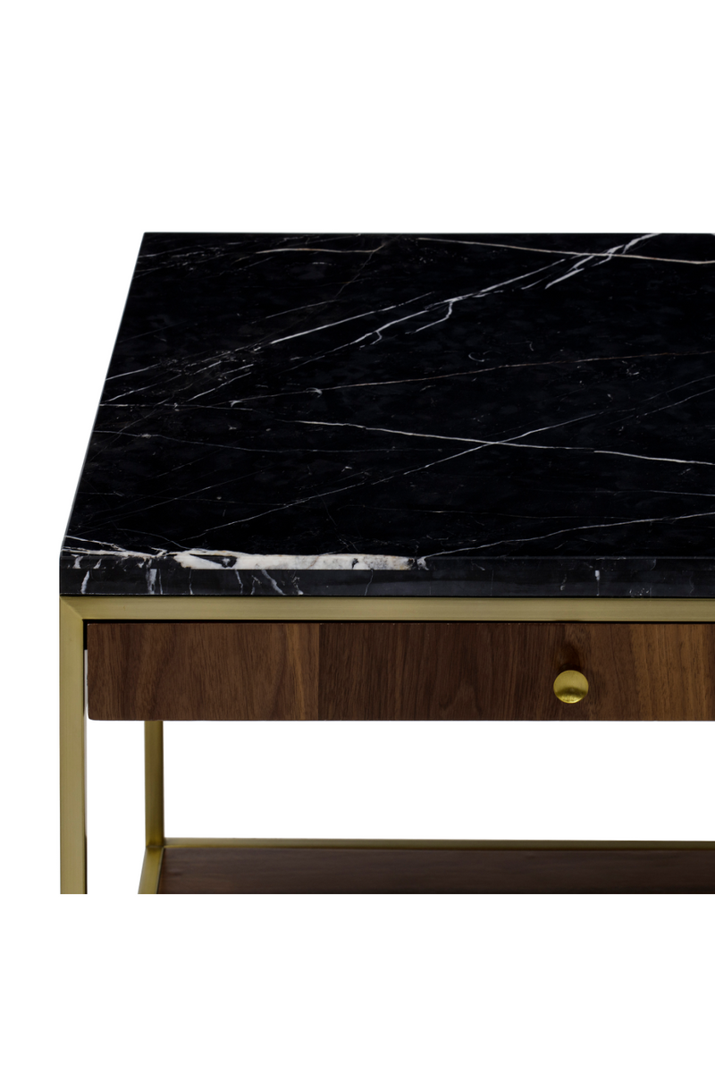 Black Marble Top Square Side Table L | Andrew Martin Chester | Woodfurniture.com
