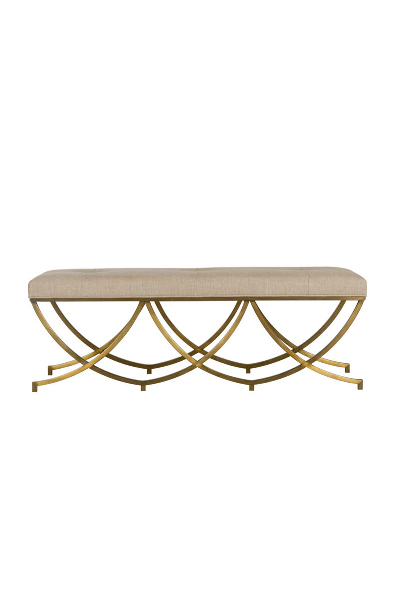 Satin Brass Textured Linen Bench | Andrew Martin Olivia  | Woodfurniture.com