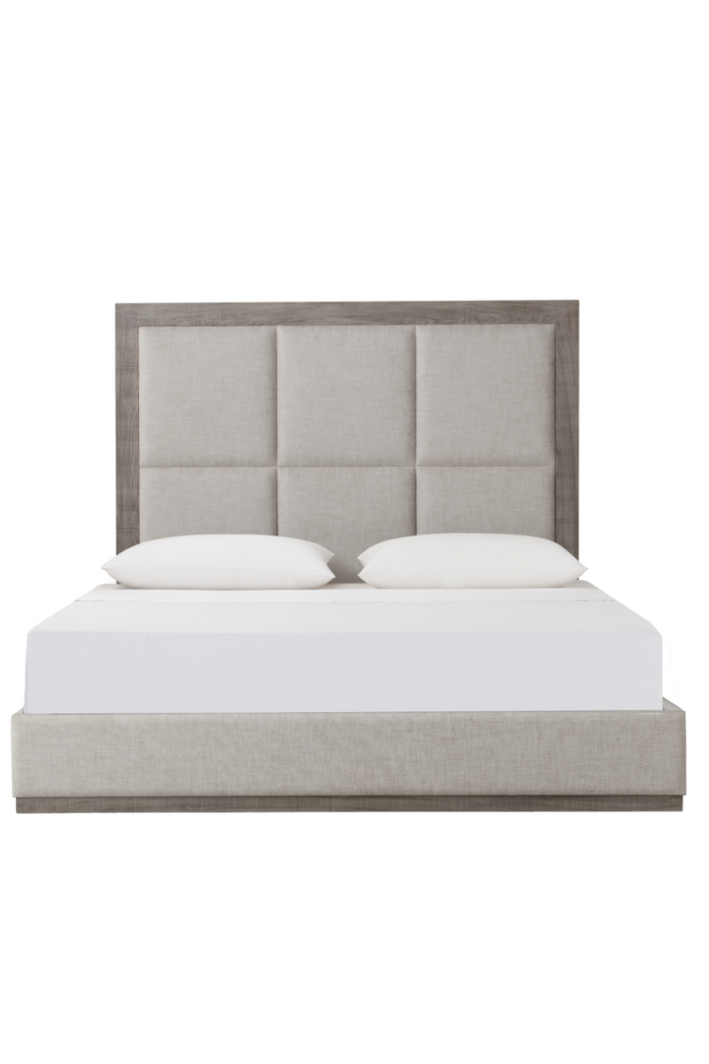 Gray Textured Linen Queen  Bed | Andrew Martin Raffles | Woodfurniture.com