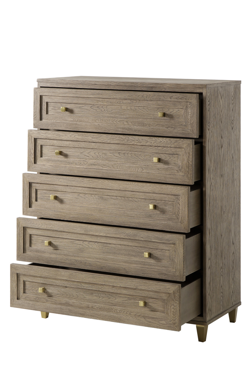 Taupe Oak Five Drawer Chest | Andrew Martin Claiborne  | Woodfurniture.com