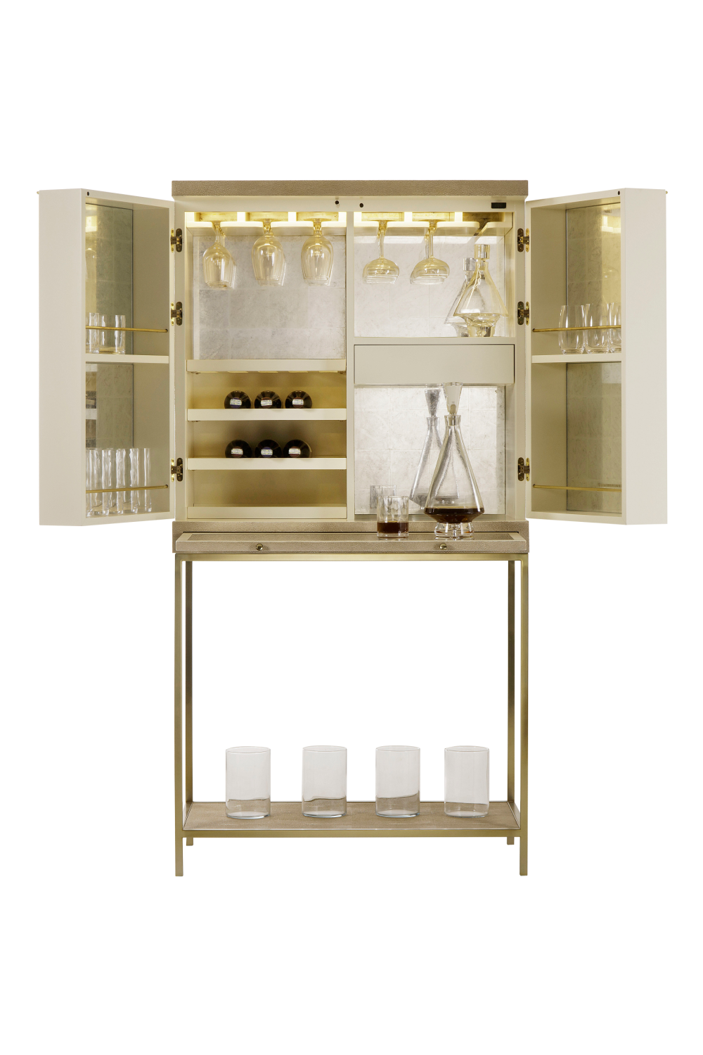 Ivory Shagreen Bar Cabinet With Light | Andrew Martin Melissa  | Woodfurniture.com