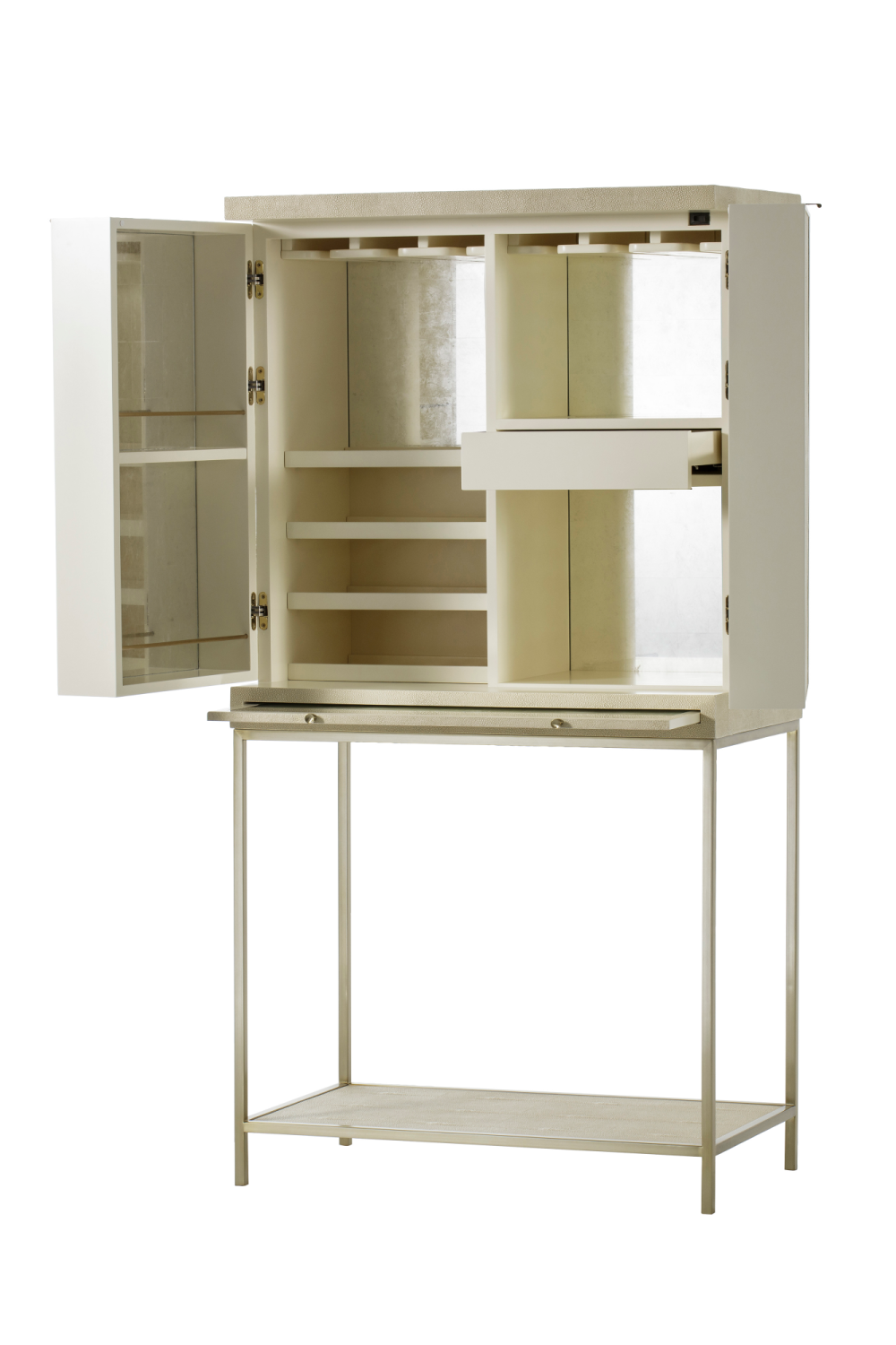 Ivory Shagreen Bar Cabinet With Light | Andrew Martin Melissa  | Woodfurniture.com