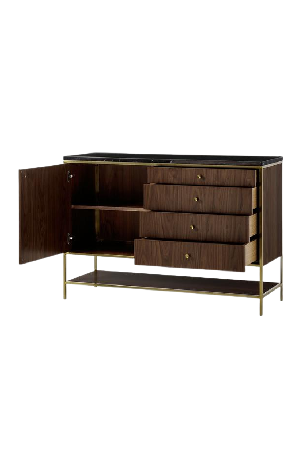 Wooden Sideboard with Black Marble Top S | Andrew Martin Chester | Woodfurniture.com