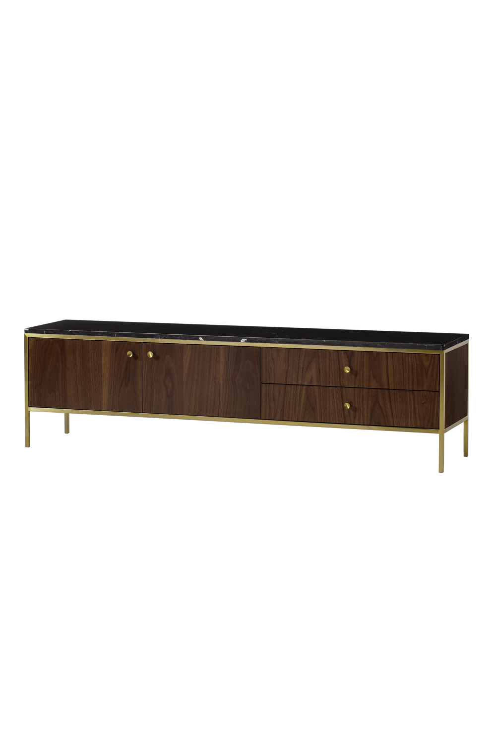 Wooden Media Unit with Marble Top L | Andrew Martin Chester | Woodfurniture.com