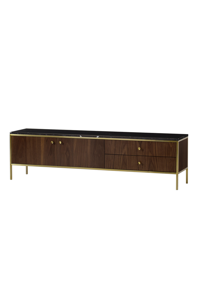 Wooden Media Unit with Marble Top L | Andrew Martin Chester | Woodfurniture.com