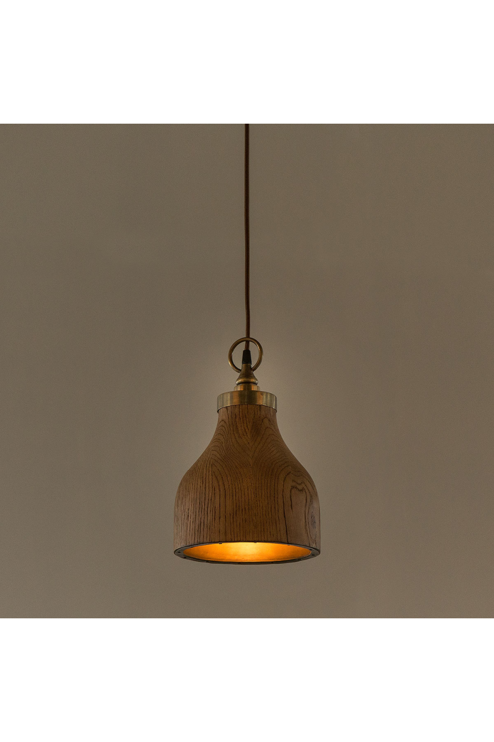 Bell Shaped Walnut Pendant Light S | Andrew Martin Big Sur | Woodfurniture.com