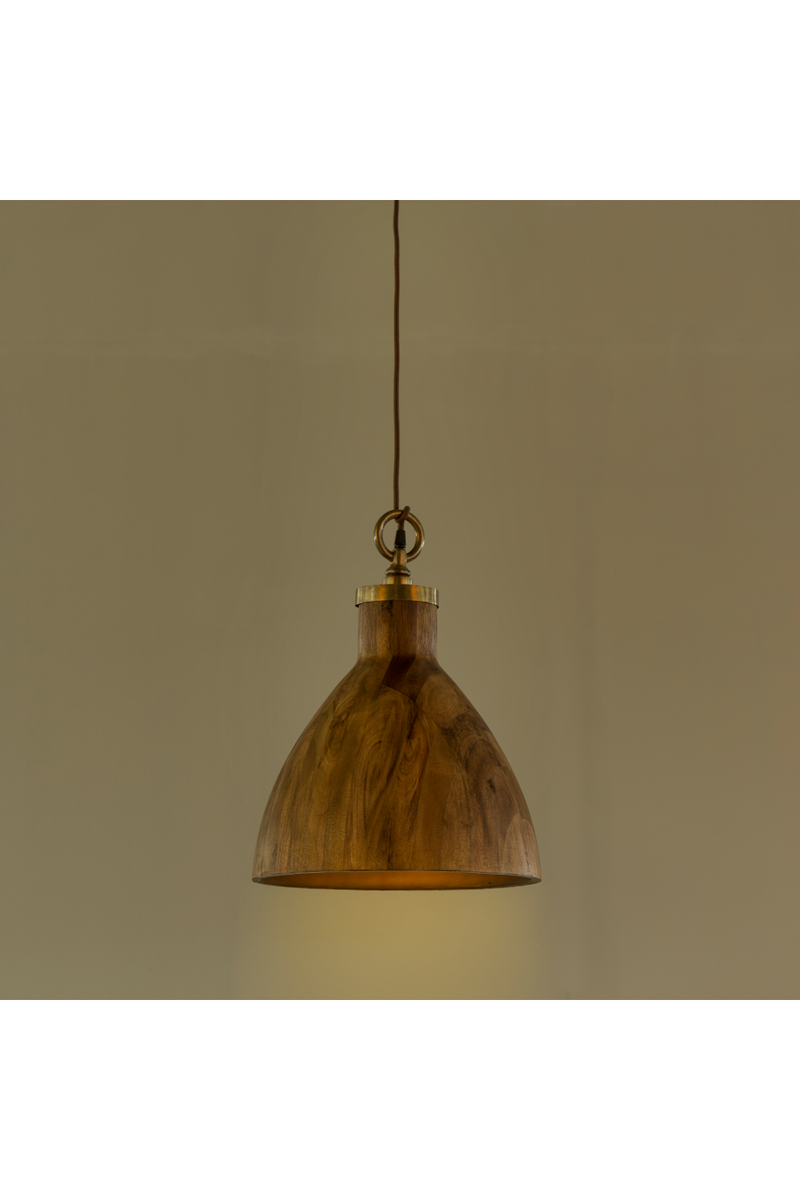 Bell Shaped Wooden Pendant Lamp L | Andrew Martin Big Sur | Woodfurniture.com