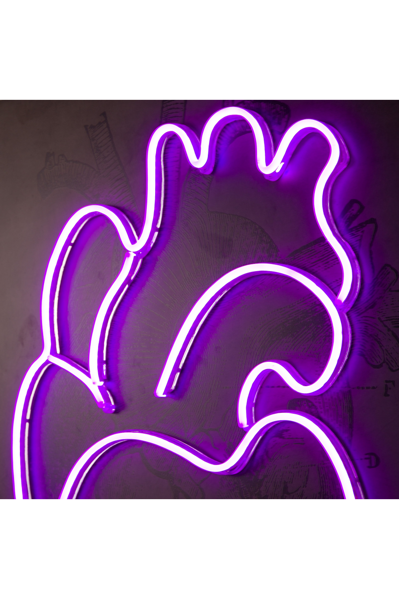 Violet LED Neon Artwork | Andrew Martin Heart | Woodfurniture.com