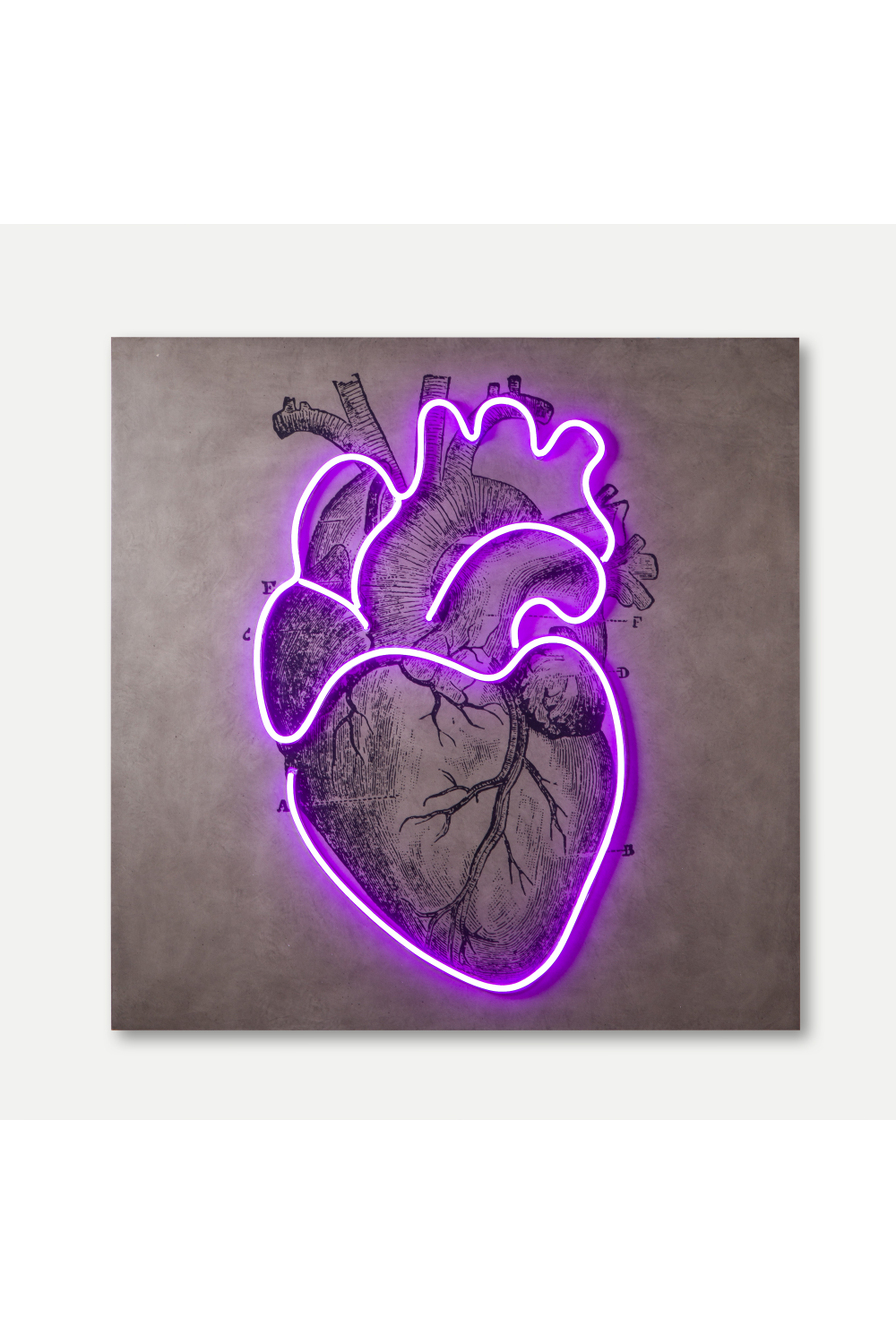 Violet LED Neon Artwork | Andrew Martin Heart | Woodfurniture.com